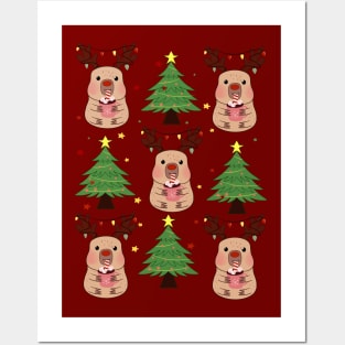 Cute Capybara Christmas Posters and Art